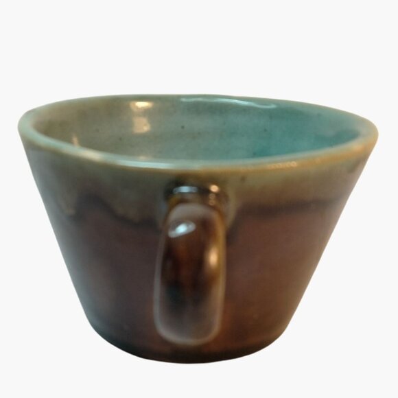 Handmade Ceramic Coffee Mug 12 Oz Earthy Brown Teal Glaze 8 0z Rustic Lodge Boho - Picture 2 of 8